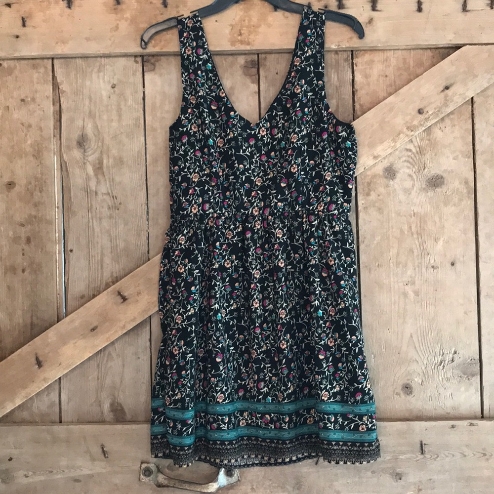 Black Floral Print Dress